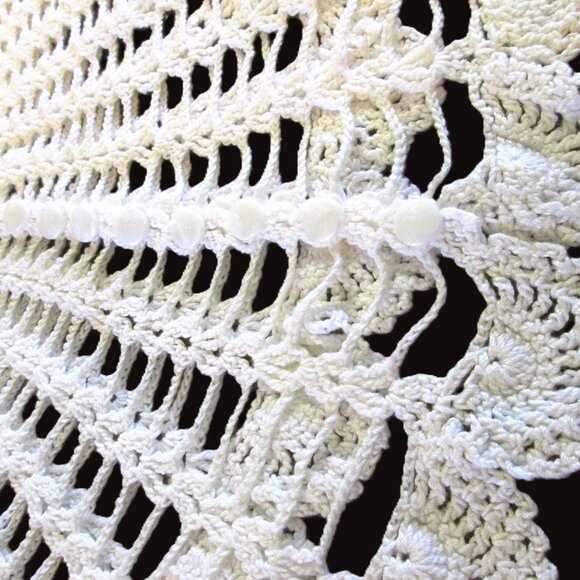 70's,80's Victorian style era vtg ecru white crocheted 11 button up dress collar - Picture 6 of 12